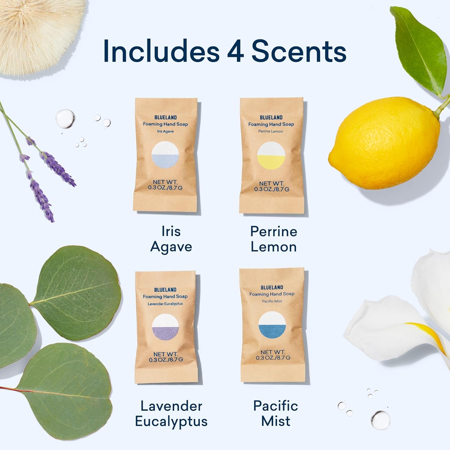 Recargas Blueland para jabón en espuma - detalle de la caja y tabletas