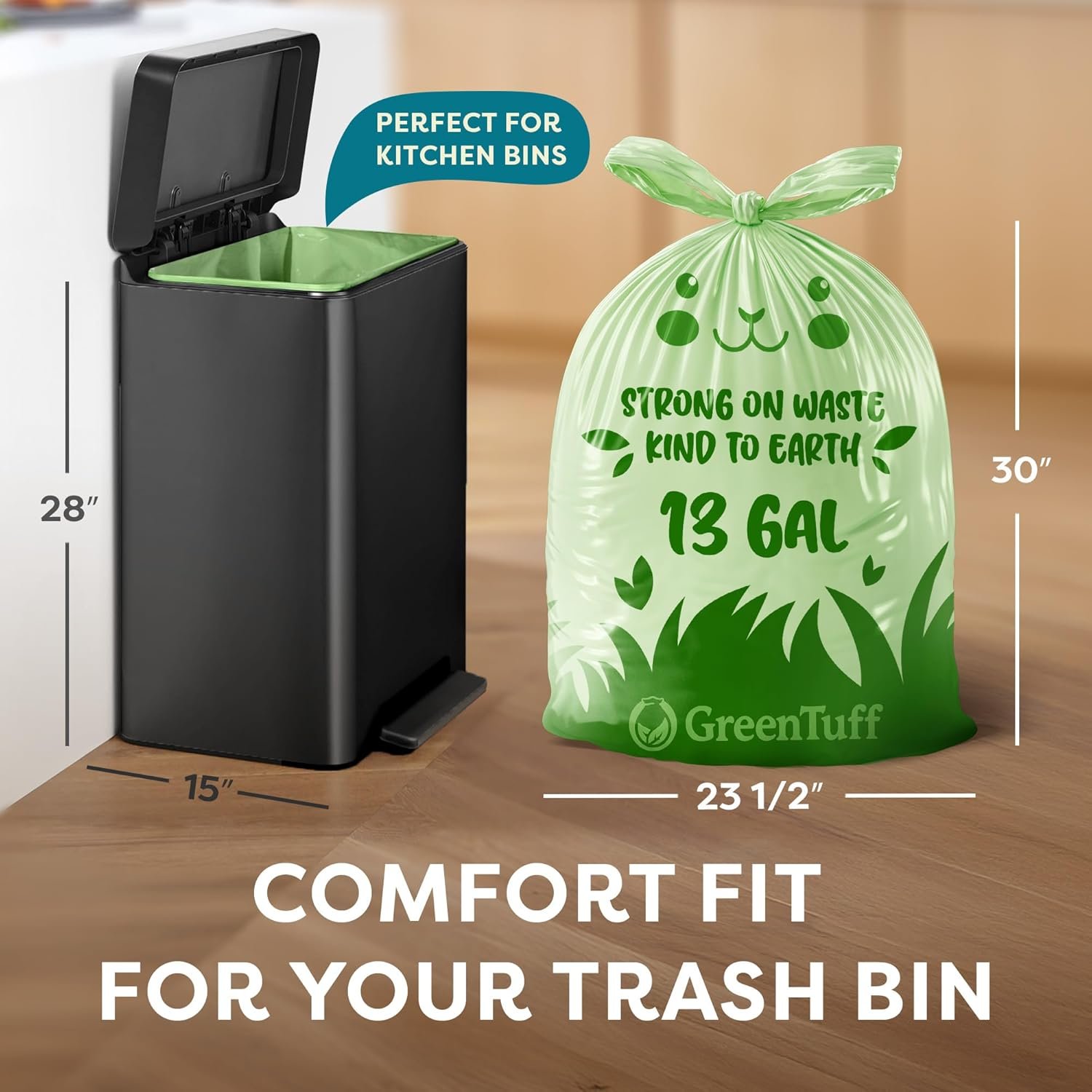 Compostable trash bags 13 gallon - tamaño y compatibilidad con cubos