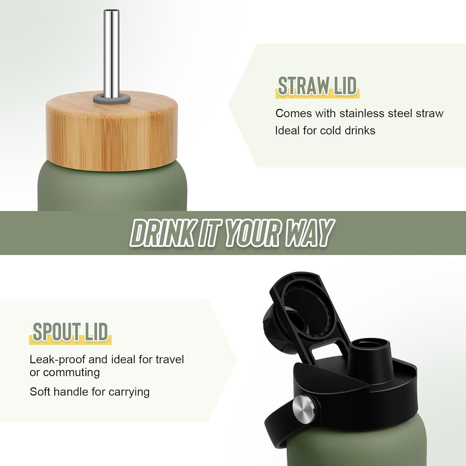 FULBEVY glass water bottles - marcas motivacionales y uso diario