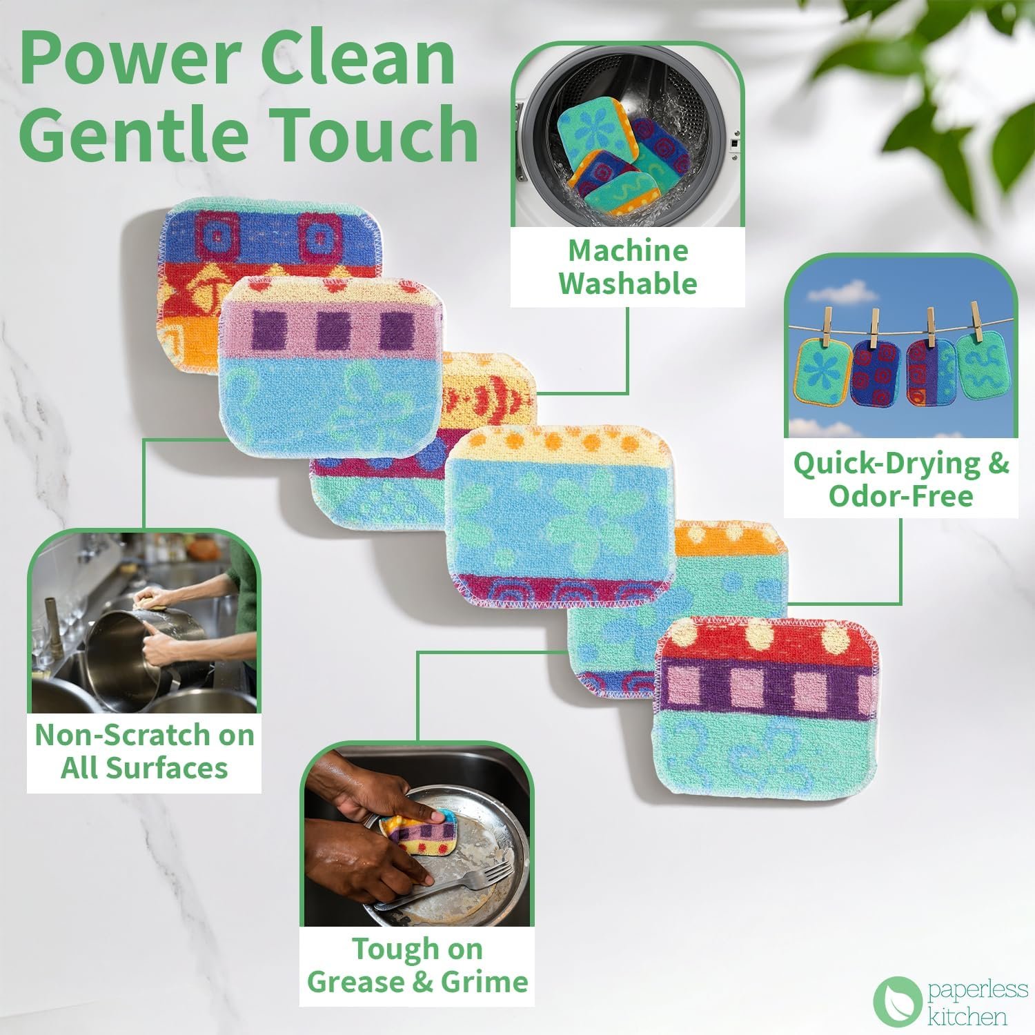 Scrub pads reutilizables para cocina - limpieza de ollas y superficies
